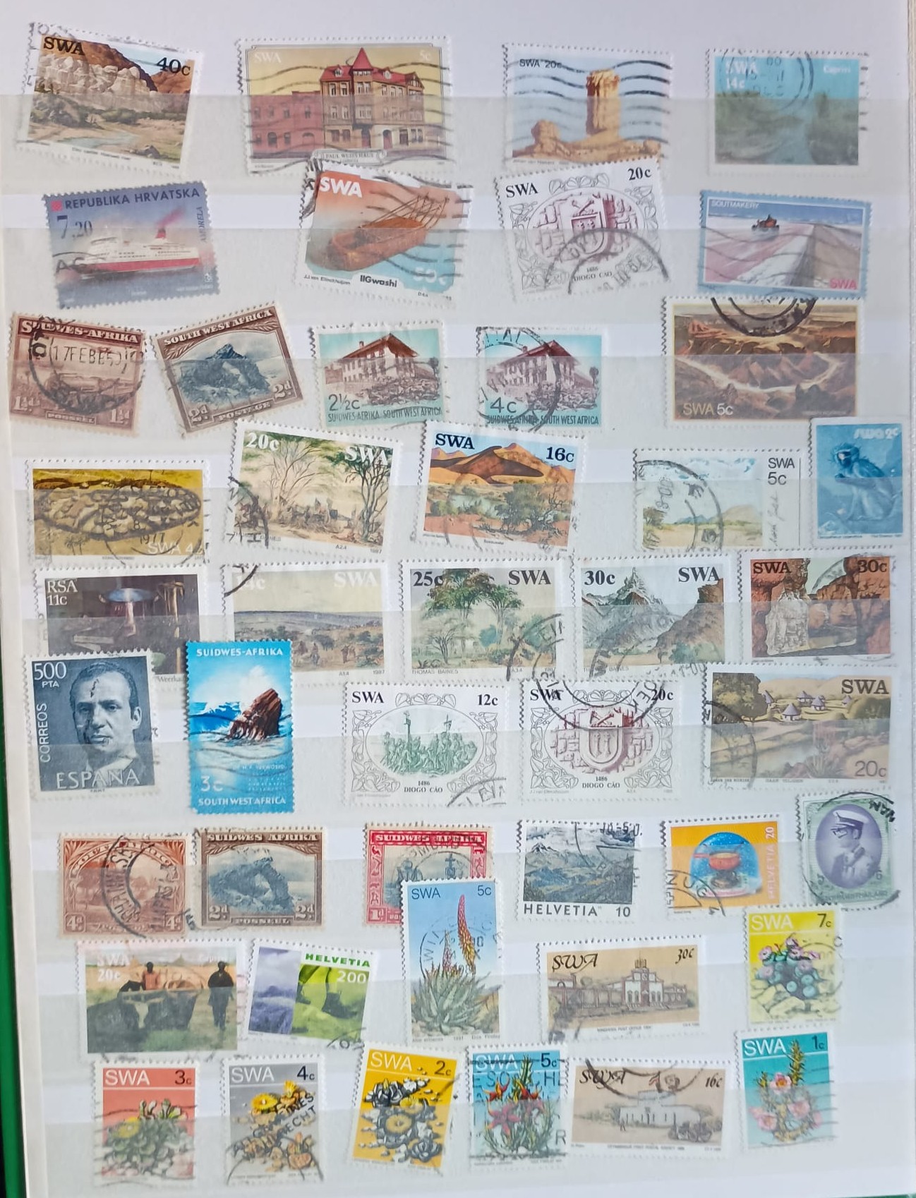 The founder's childhood stamp collection, sorted into an album